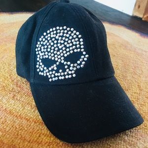 Harley Davidson hat black with diamond skull
